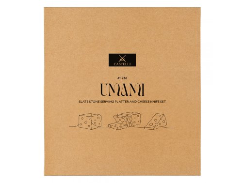 UMAMI - Set kamena ploča i nož za sir sa drvenom drškom, 2 1